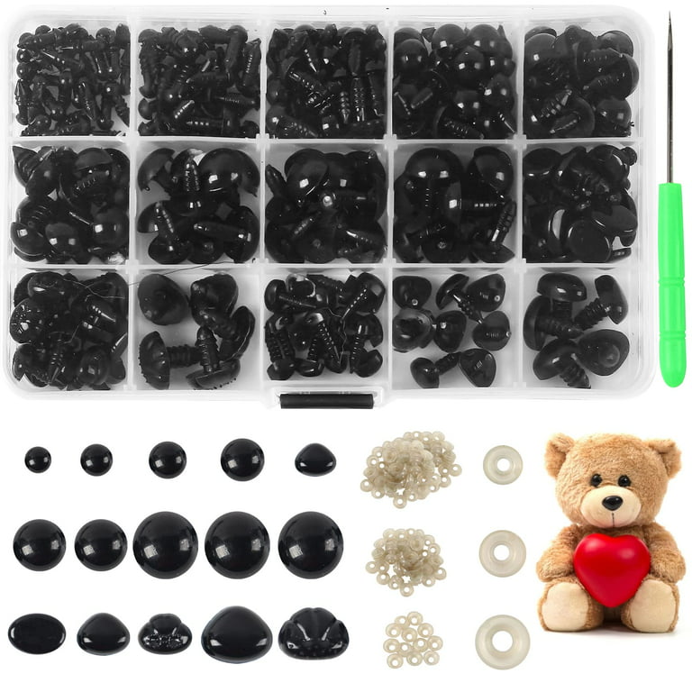 566PCS Safety Eyes and Noses for Amigurumi, Stuffed Crochet Eyes with  Washers, Craft Doll Eyes and Nose for Teddy Bear, Crochet Toy, Stuffed Doll  and Plush Animal (Various Sizes) 