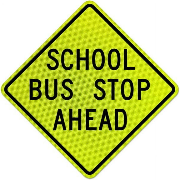 Vinyl Stickers - School Bus Stop Ahead Sign - Safety and Warning Warehouse Signs Stickers - 3.5" x 5" - 3 Pack
