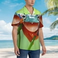 thumbnail image 3 of Logiee Flying Frog On Branch Print Mens Hawaiian Shirts,Loose-Fit Short Sleeve Button Down Tropical Aloha Beach Shirt,Summer Vacation Wedding Tops,3X-Large, 3 of 7