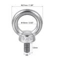 thumbnail image 2 of Uxcell Lifting Eye Bolt M6 x 0.47" Male Thread with Hex Screw Nut for Hanging, Stainless Steel, 2 Sets, 2 of 5