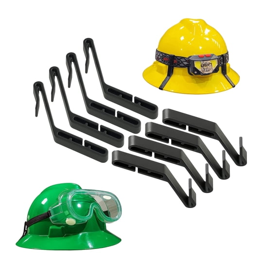 Taaibâ„¢ 8-Pack Multipurpose Full Brim Hard Hat Clips Hooks for Headlamp Light and Safety Goggle Strap Holder, Light Mount, 2-in-1 Safety Helmet Accessories, Compatible with MSA V-Gard