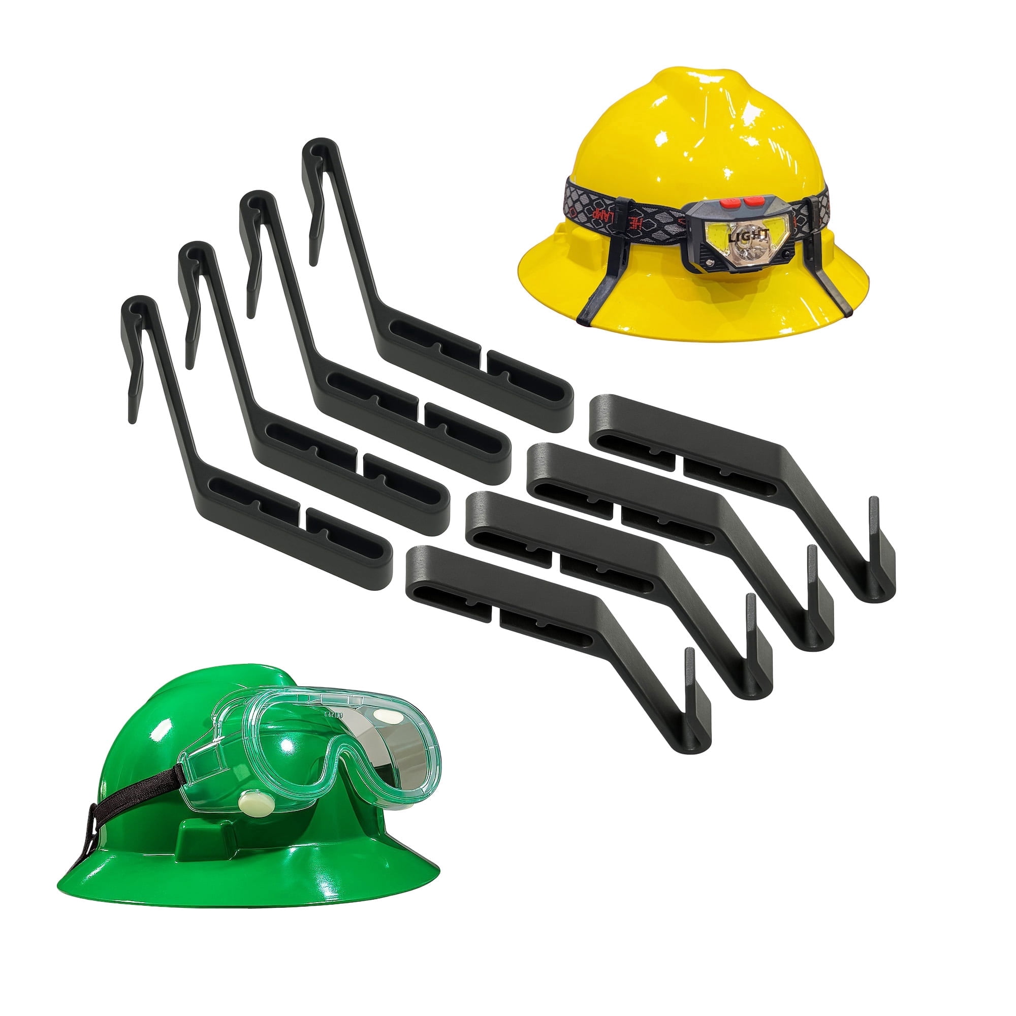 Taaib™ 8-Pack Multipurpose Full Brim Hard Hat Clips Hooks for Headlamp Light and Safety Goggle Strap Holder Light Mount 2-in-1 Safety Helmet Accessories Compatible with MSA V-Gard