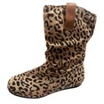 thumbnail image 1 of NECHOLOGY Botas Mujer Adulto Femenino Zapatos Botines mujer Moda mujer Flock Flat Slip On Leopard Prints botines cortos cálidos zapatos de punta redonda (Brown, 9.5), 1 of 6