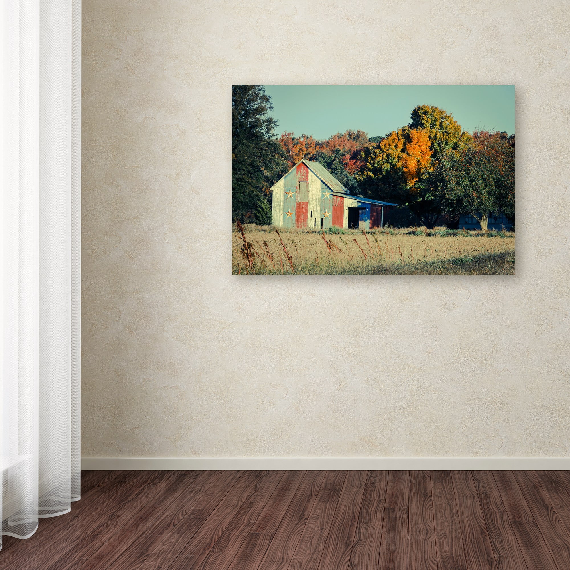 Trademark Fine Art 'Patriotic Barn in Field' Canvas Art by PIPA Fine Art