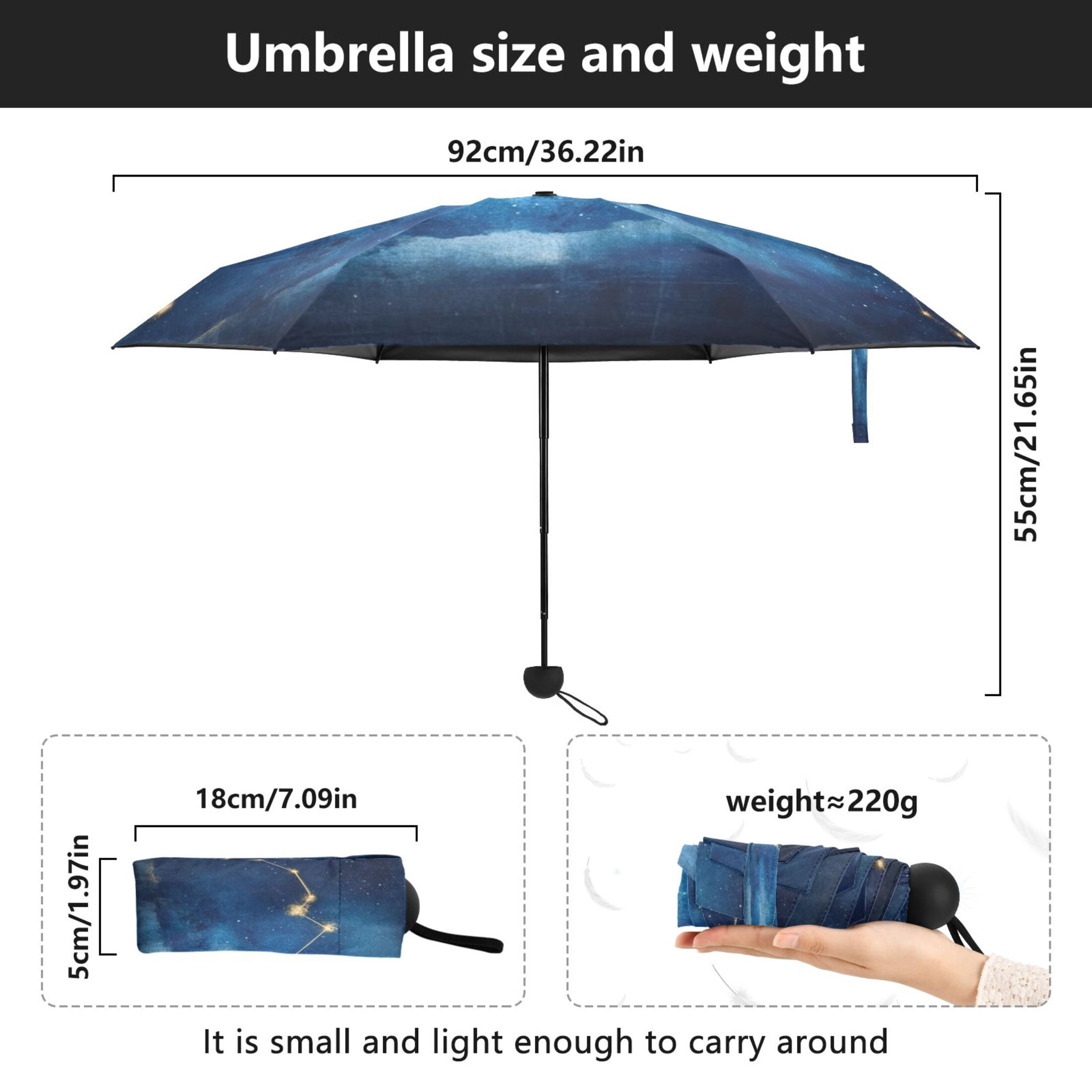 Constellation Night Sky Umbrellas for Sun Auto Open Close UV50+ Waterproof 5-Fold Compact Fiberglass Frame