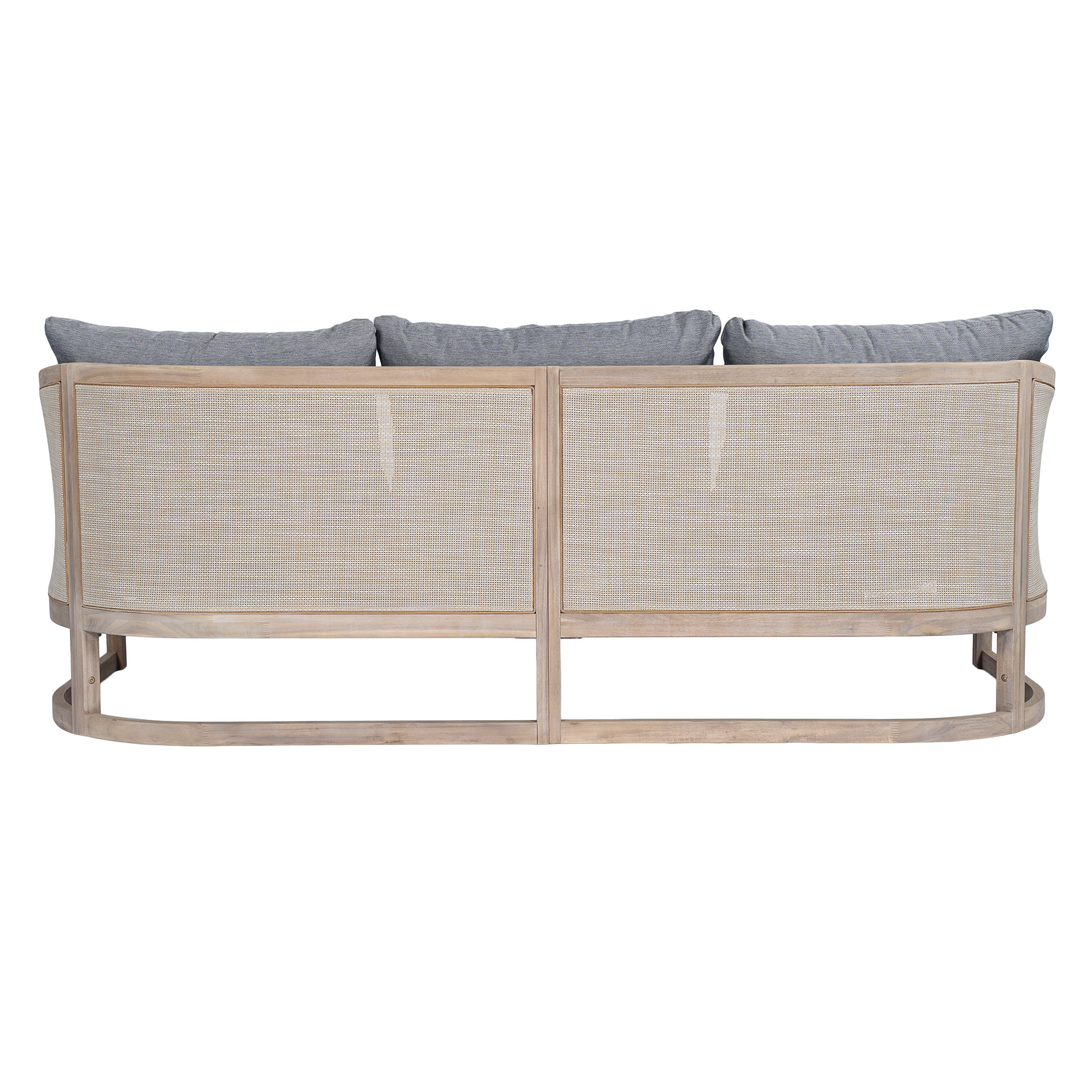 Euroco 3 Seater Outdoor Sofa Couch,Acacia Wood Patio Sofa Furniture with Cushions and Deep Seat for Garden Backyard Porch,Grey