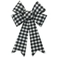 thumbnail image 2 of Happy Holidays 15 inch Christmas Decoration Bow - Buffalo Plaid Check - Great for Indoor, Outdoor, Tree, Decor, Crafts, Wrapping, Wreath (Set of 2) (Black and White Buffalo Plaid), 2 of 2