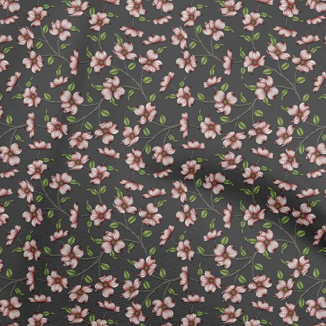 oneOone Rayon Gray Fabric Floral Retro Craft Projects Decor Fabric Printed By The Yard 56 Inch Wide