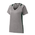 thumbnail image 5 of Sport-Tek Ladies Heather Colorblock Contender V Neck Tee-L (Vintage Heather/ Forest Green), 5 of 6