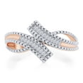 thumbnail image 2 of 1/7 CT Baguette Cut Natural White Diamond Bypass Band Ring In 14K Rose Gold Plated 925 Sterling Silver (Color: I-J, Clarity: I2-I3, 0.15 Cttw) -8.5, 2 of 8