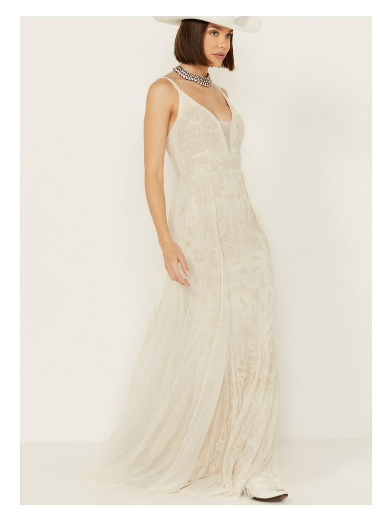 Wonderwest Women's Birch Beaded Mesh Bridal Dress Cream X-Small US -  Walmart.com