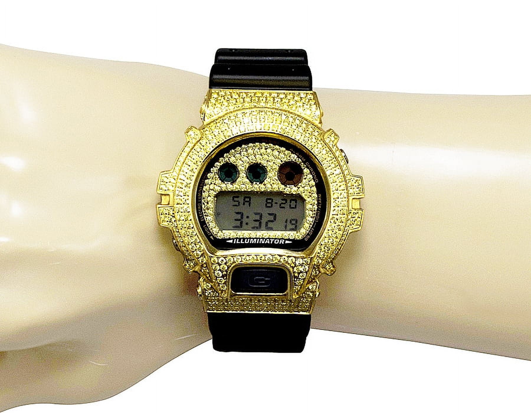 Casio G Shock 6900 Canary Simulated Diamond Watch 5.5 Ct in Yellow Gold Finish Walmart