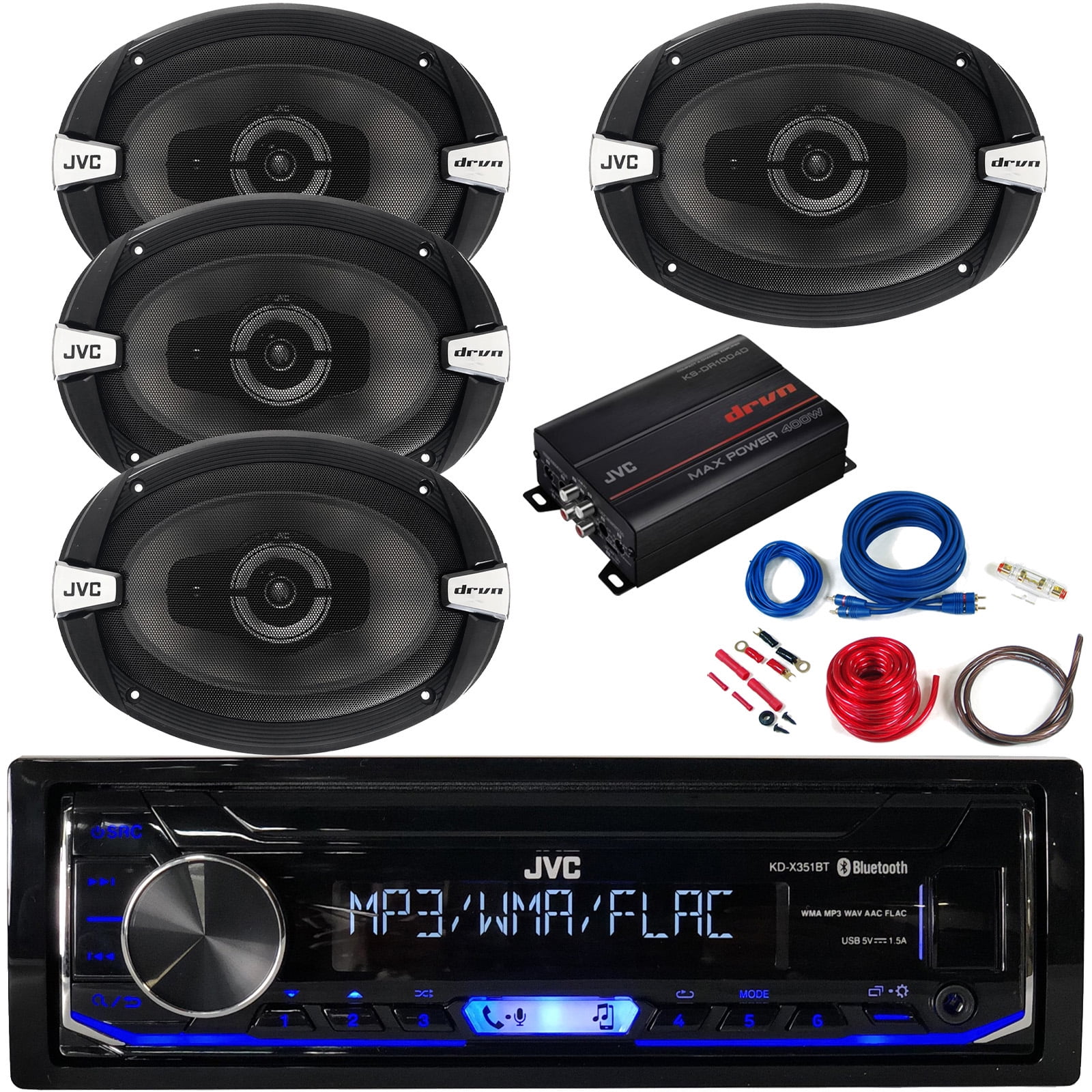 JVC Single DIN Digital Media Bluetooth USB AUX AM/FM Radio Stereo Car