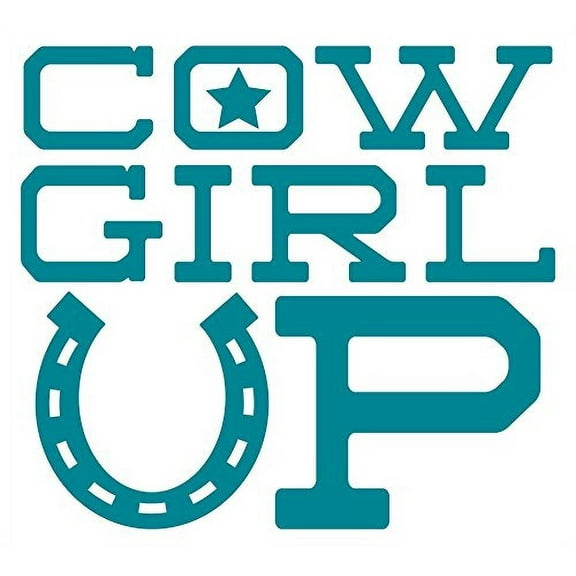 Cowgirl Up Western Wall Decals Vinyl Stickers Lettering For Girls Room, Teal, 23x20.5-Inch