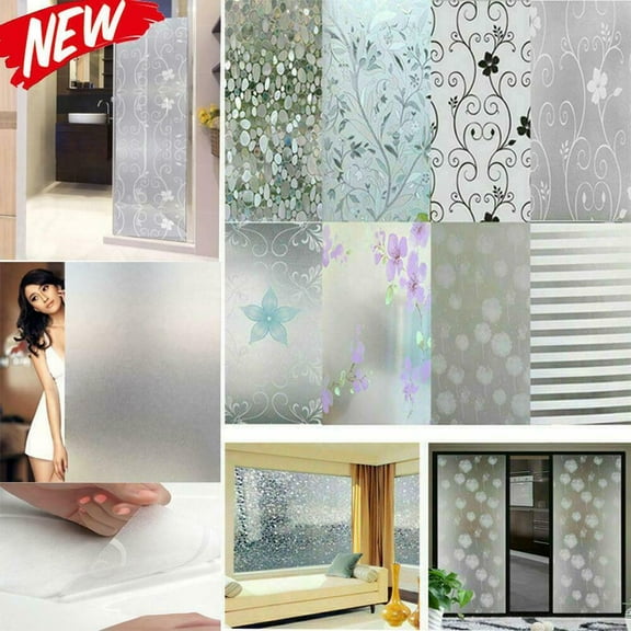 Frosted Window Privacy Film, Static Cling Window Sticker Non-Adhesive,Window Clings, Decorative Window Vinyl for Home Office