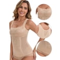 thumbnail image 3 of DARING DIVA Women's Lace Sheer Square Neck Waist Control Tank Tops XL Beige, 3 of 6