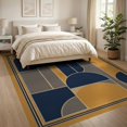 thumbnail image 3 of ODIKA 8'x10' Ultra-Soft Area Rug, Navy Mustard Geometric Art Bold Abstract Shapes with Accents Washable, Bare feet friendly, Silk-Touch for Bedroom, Under Sectional, 3 of 7