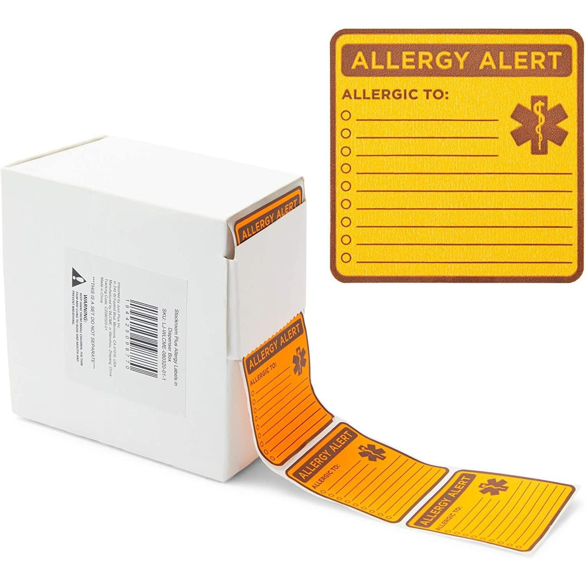 100 x Food Allergy Labels Food Warning Labels Food Allergen Stickers 2 