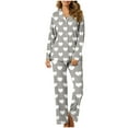 thumbnail image 3 of Bxsruta Pajamas Set for Women, Women's Long Sleeve Printed Hoodie Pajama Set, Lounge Top & Pants, Home Wear Sleepwear Two-Piece Outfit, 3 of 8