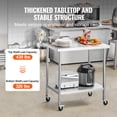 thumbnail image 3 of VEVOR Stainless Steel Work Table Commercial Food Prep Table 24"x36" with Casters, 3 of 9