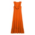 thumbnail image 5 of Dolkfu Dresses for Women Trendy V-Neck Sleeveless Orange Side Split Maxi-Length Peasant Dresses Solid Modern Relaxed Fit Flowy Dresses Orange,M, 5 of 5