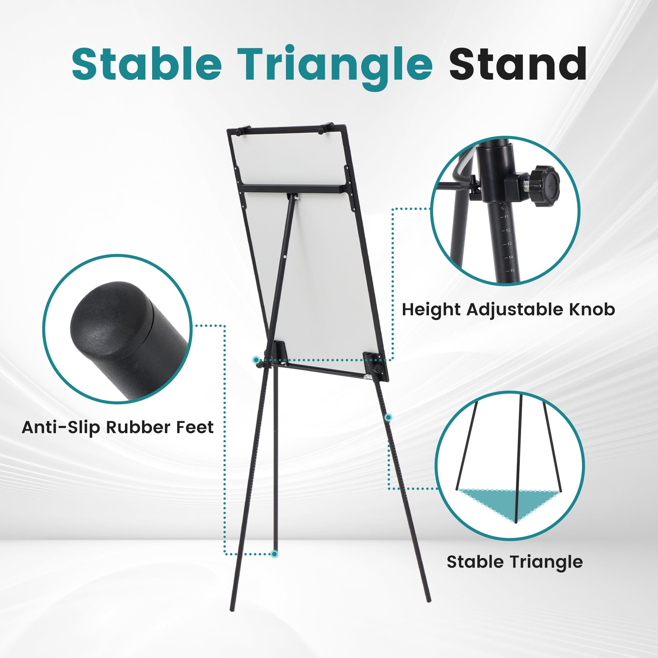 edx 36x24 Magnetic Portable Stand Whiteboard with Adjustable Tripod Easel for School, Home Office, Black