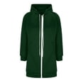 thumbnail image 4 of idosla Long Hoodies for Women Zip Up Double Zipper Fleece Jacket Tunic Sweatshirts Fall Winter Fashion Clothes (Dark Green, S), 4 of 4