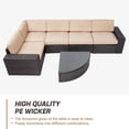 thumbnail image 2 of SUNCROWN 6-Piece Outdoor Furniture Patio Sectional Set All-Weather Wicker Conversation Sofa, Light Brown, 2 of 7
