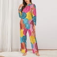 thumbnail image 2 of Pajama Sets for Women 2 Pcs, Colorful Wool Balls Button Down Long Sleeve Sleepwear Lounge PJ Sets, 2 of 6
