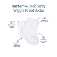 thumbnail image 7 of Gerber Baby Neutral White Terry Bootie Wiggle Proof Socks, 4-Pack, Sizes Newborn - 0/6 Months, 7 of 7