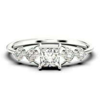 Anniversary Ring Minimalist 0.75 Carat Princess Cut Diamond Moissanite Engagement Ring, Dainty Wedding Ring in 10k Solid White Gold, Gift For Her, Promise Ring
