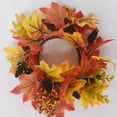 thumbnail image 2 of Fall Candle Rings Thanksgiving Day Candle Ring Candle Holder with Maple Leaves Wreath Mini Autumn Wreath Maple Leaves Candle Ring for Fall Home Table Decoration Centerpi, 2 of 9