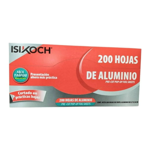 Hojas precortadas de Papel Aluminio Isikoch 200 hojas 27x30cm