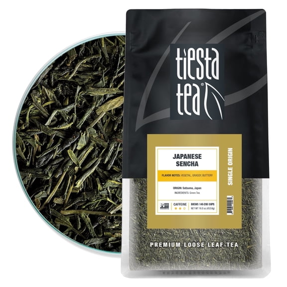 Tiesta Tea - Japanese Sencha Tea, Single Origin Premium Loose Leaf Sencha Green Tea, 100% Pure Unblended Medium Caffeinated Tea, Make Hot or Iced Tea & Up to 200 Cups - 16oz Resealable Bulk Pouch