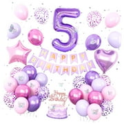 SKYSONIC Sweet 16 Party Decorations, Lavender Birthday Decor for Girls Number Foil Balloons Cake Topper Butterfly Stickers for 16th Birthday Party