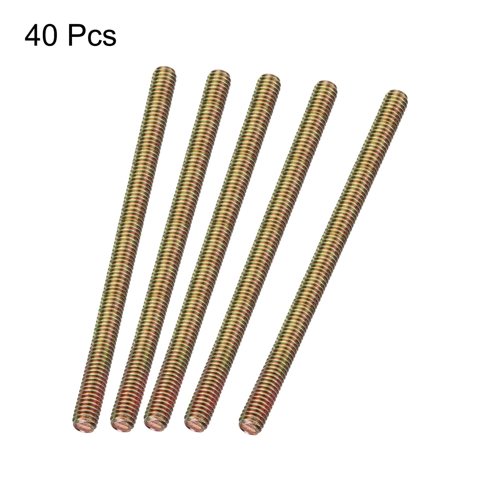 Uxcell 40pcs Fully Threaded Rods 5/16 x 4-1/2 Inch for Mounting Assembly Fastening, Colorful Zinc