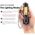 thumbnail image 2 of 2 linternas recargables USB de 3 modos, linterna portátil LED brillante con luz lateral COB para camping, senderismo, emergencia y uso diario. TUNC Sencillez, 2 of 5