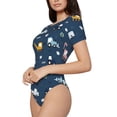 thumbnail image 2 of Daiia Modern Modern Excavator print Women's Crew Neck Short Sleeve Bodysuit Fashion Tops Fit Casual Basic Extender Bodysuit-Large, 2 of 9