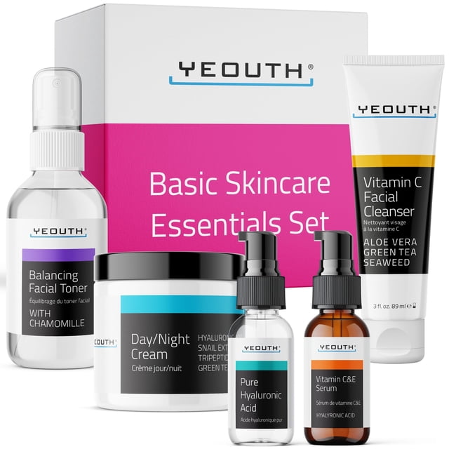Set de cuidado de la piel YEOUTH, sérum de ácido hialurónico y vitamina C, 5 piezas