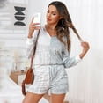 thumbnail image 2 of Yesfashion Women's Print Long Sleeve Tops With Shorts Loungewear Nightwear Pullover Pajama Set With Pockets, 2 of 5