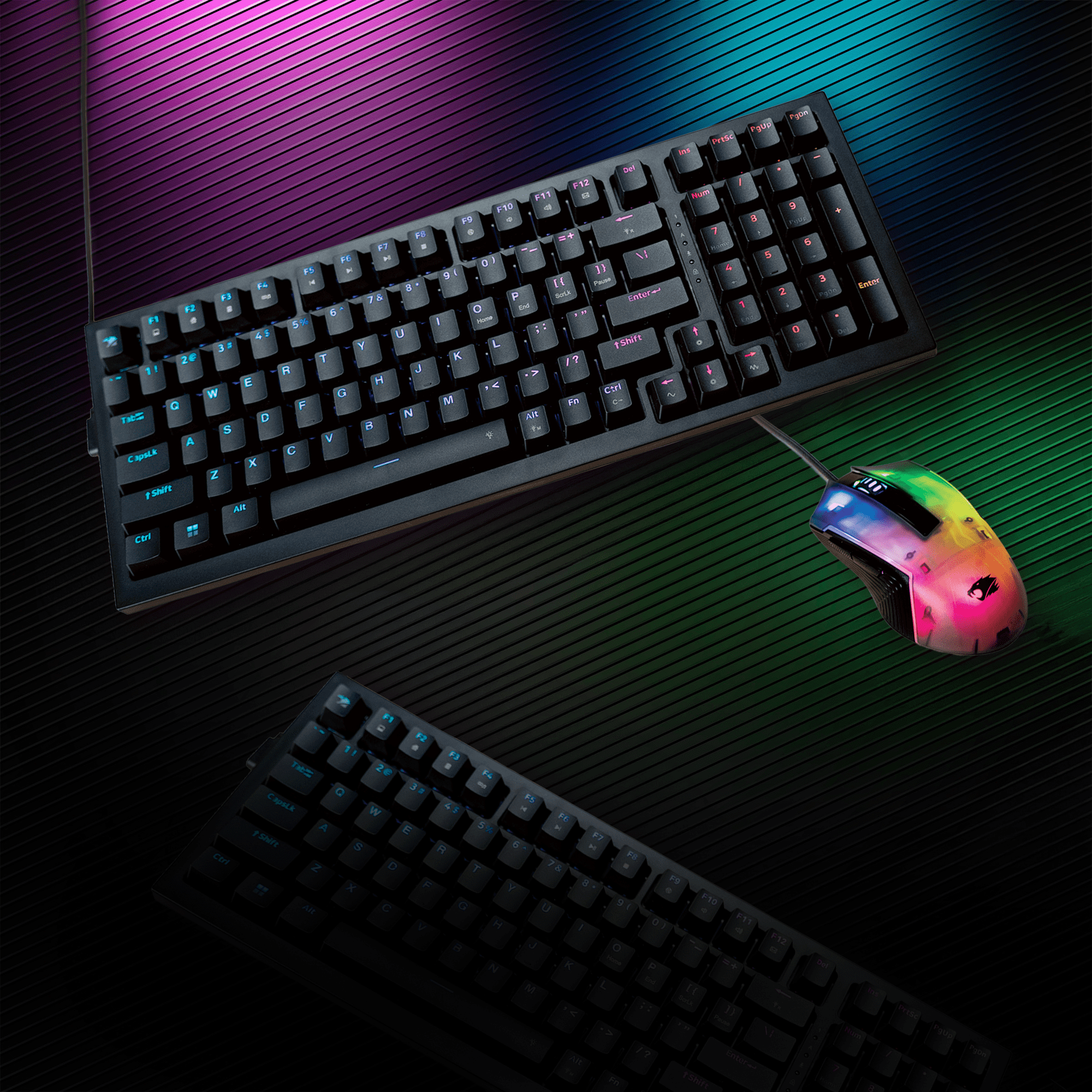 iBUYPOWER MK9 RGB Mechanical Gaming Keyboard with Tactile Brown Switches, Custom aRGB Lighting, Detachable USB-C Cable, Solid Black