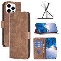 ELEHOLD Wallet Case for iPhone 14 Pro Max, Embossed Pattern Flip Folio Card Slots Kickstand Magnetic Clasp Premium Leather Wallet Case for iPhone 14 Pro Max 6.7", Brown