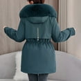 thumbnail image 7 of Fashion Winter Warm Jackets for Womens Plus Size Solid Color Long Sleeved Waist Tied Jacket With Large Collar Hooded Pocket Zipper Jacket Detachable Inner Lining, 7 of 7