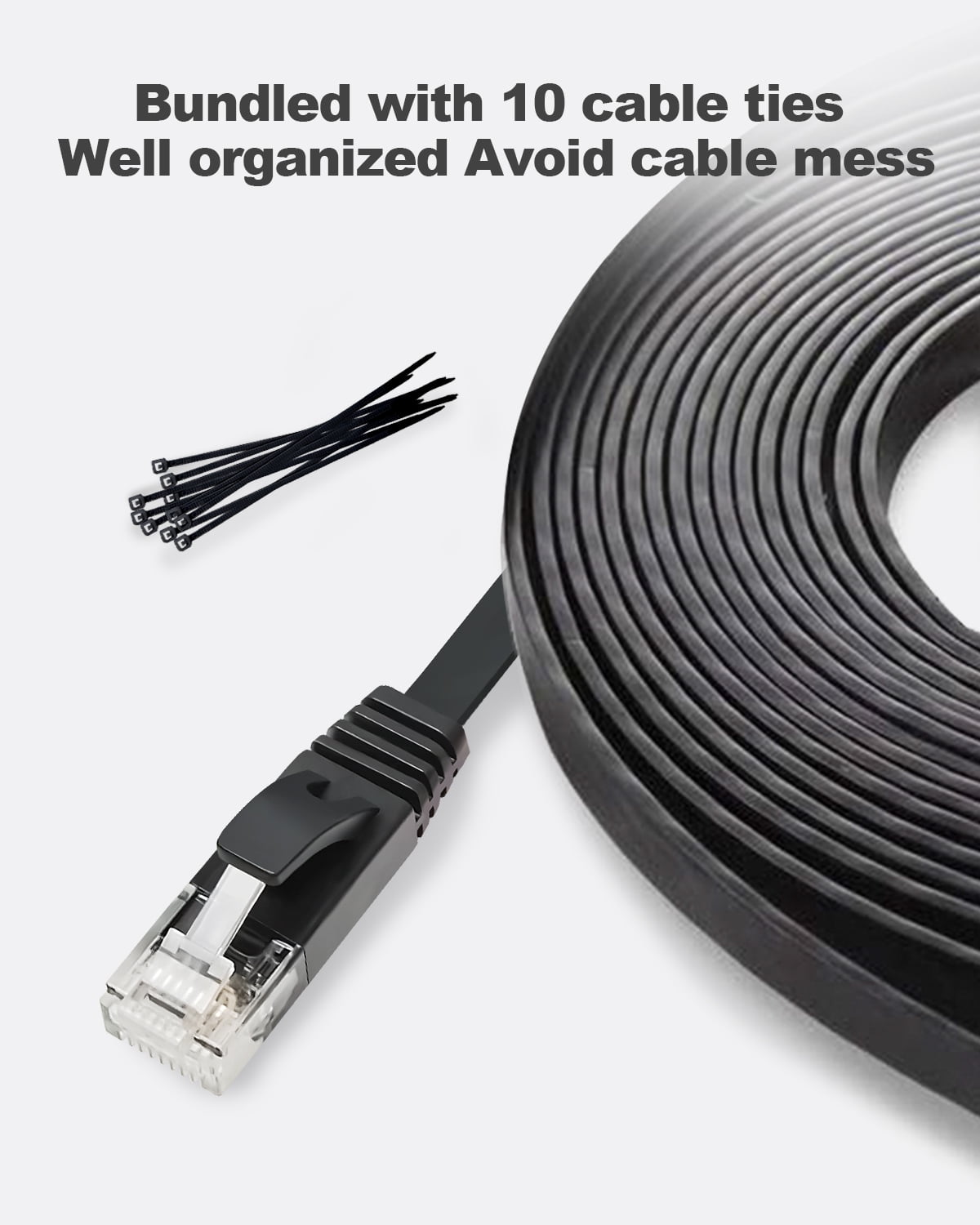 Yauhody CAT 6 Ethernet Cable 3ft Ethernet Cable Black Network Cable High Speed CAT6 Ethernet Patch Cable 3ft Lan Cable CAT6 Gigabit Internet LAN Patch Cable for TV Gaming Router