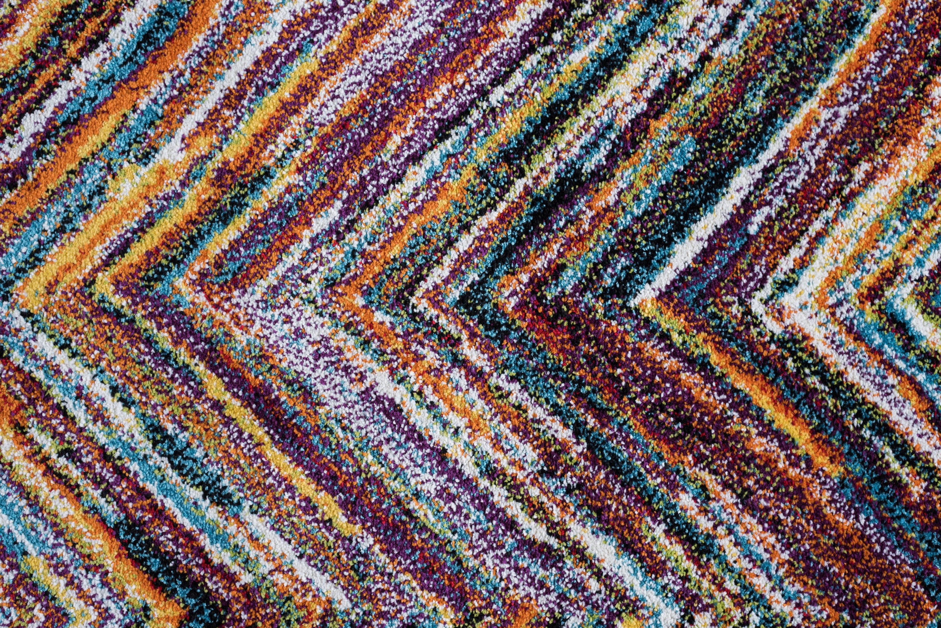 Contemporary 5x8 Area Rug (5'3'' x 7'3'') Chevron Multi-Color Living Room Easy to Clean