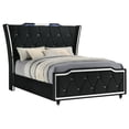 thumbnail image 3 of Coaster Lorient Queen LED Upholstered Velvet Wingback Bed in Black, 3 of 9