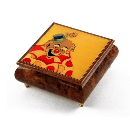 Joyful Clown with Polka Dot Custom Wood Inlay Musical Jewelry Box - Jack and Jill - SWISS