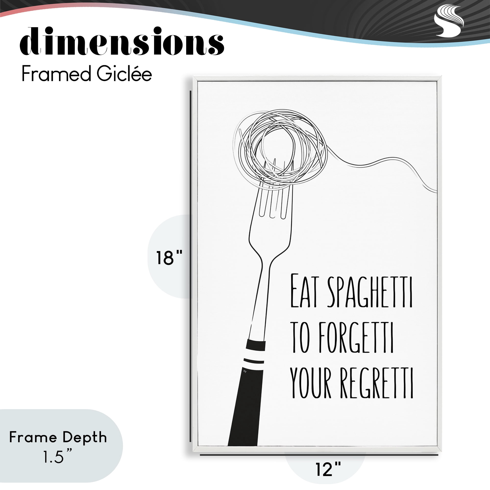 Stupell Industries Funny Spaghetti Sass White Framed Giclee Art, design by Martina Pavlova