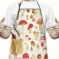 thumbnail image 2 of Red Mushroom Floral Light Beige Pattern Apron-Garden Aprons for Women with Pockets-Cotton Linen Waterproof Kitchen Cooking Gardening Aprons Adjustable for Kitchen,Cooking,BBQ and Salon 33x27 Inch, 2 of 7