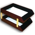 thumbnail image 2 of Two-Tone Leather Double Letter Trays, 2 of 2
